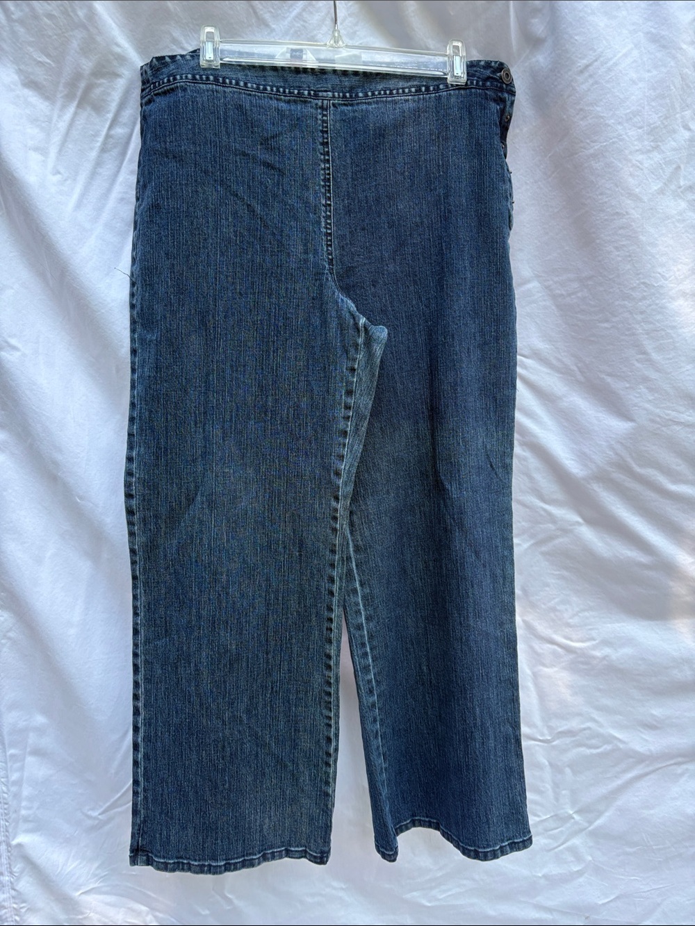 Talbots Petites Stretch Wide Leg Jeans in Dark Blue Wash